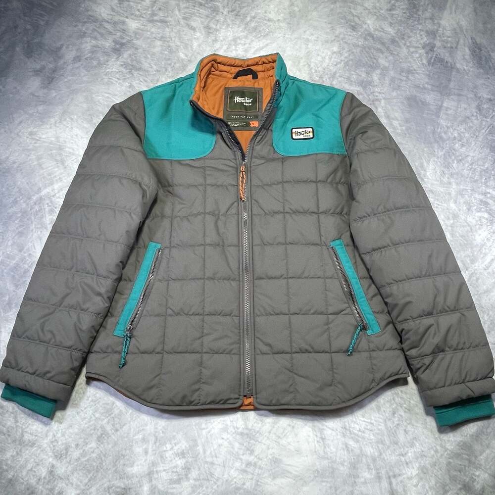 Howler Brothers Merlin Quilted Puffer Jacket Gray Teal Size S